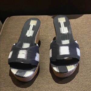 Diane Von Furstenberg  Black and White Patterned Mules